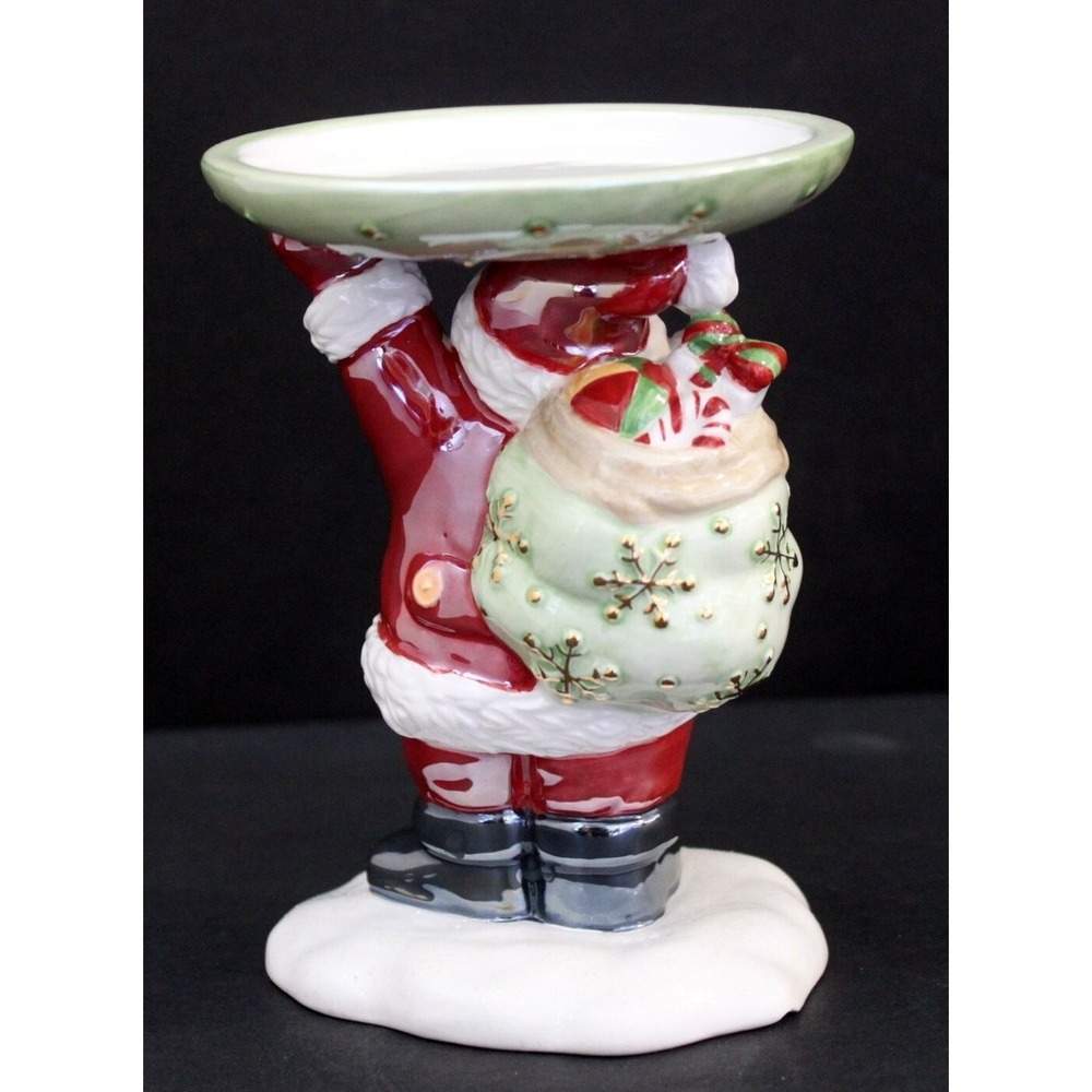 Vtg Avon Santa Claus Christmas Holiday Pillar Candle Holder Cookie Plate Core - Picture 4 of 4
